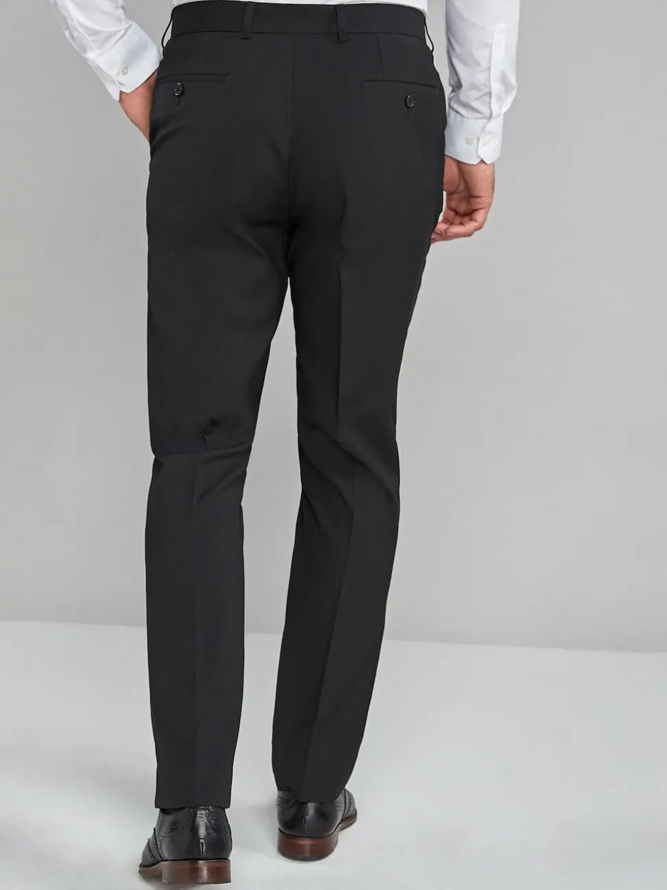 Black Regular Fit Stretch Smart Trousers