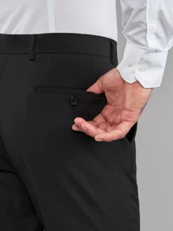 Black Regular Fit Stretch Smart Trousers