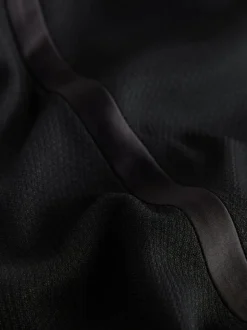 Black Regular Fit Tape Detail Textured Tuxedo Trousers
