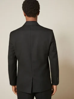 Black Regular Fit Textured Suit Jacket
