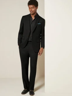 Black Regular Fit Textured Suit Trousers