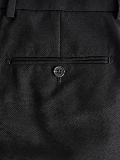 Black Regular Fit Textured Suit Trousers