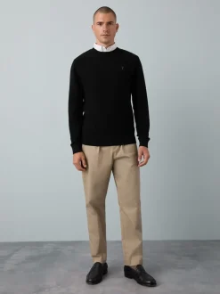 Black Regular Fit Textured Oxford Mock Shirt Jumper