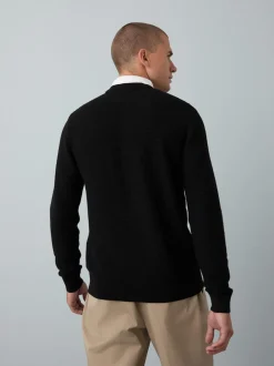 Black Regular Fit Textured Oxford Mock Shirt Jumper