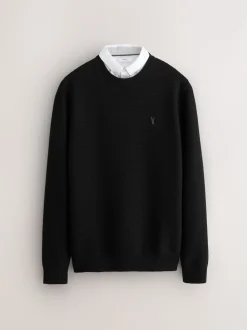 Black Regular Fit Textured Oxford Mock Shirt Jumper