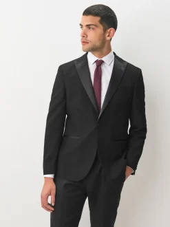 Black Regular Fit Tuxedo Suit Jacket