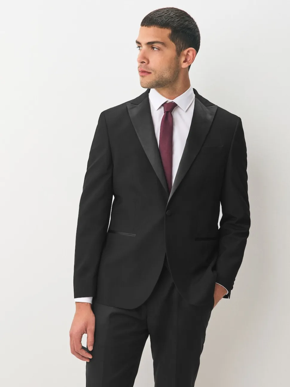 Black Regular Fit Tuxedo Suit Jacket