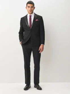 Black Regular Fit Tuxedo Suit Jacket