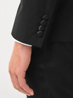 Black Regular Fit Tuxedo Suit Jacket