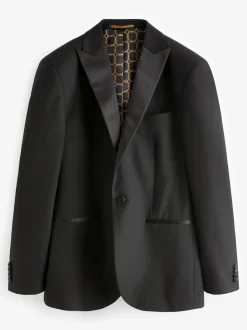 Black Regular Fit Tuxedo Suit Jacket