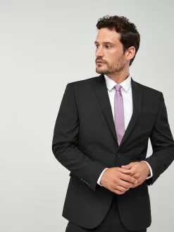 Black Regular Fit Two Button Suit Jacket