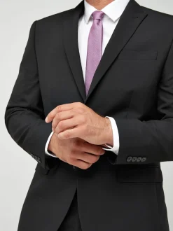 Black Regular Fit Two Button Suit Jacket