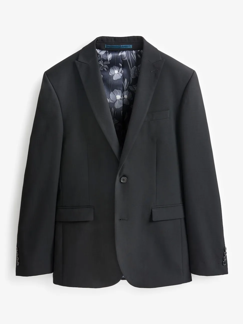 Black Regular Fit Two Button Suit Jacket