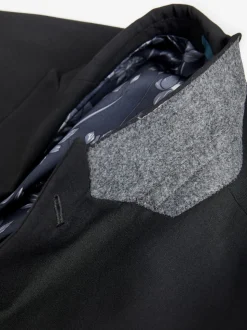 Black Regular Fit Two Button Suit Jacket