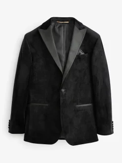 Black Regular Fit Velvet Blazer