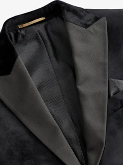 Black Regular Fit Velvet Blazer