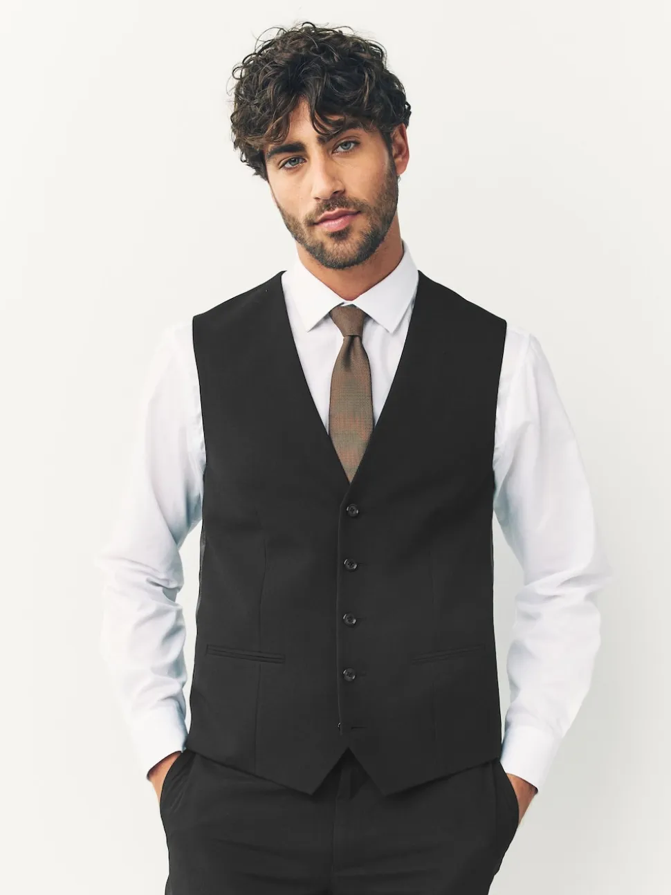 Black Regular Fit Waistcoat