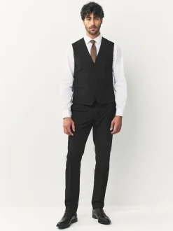 Black Regular Fit Waistcoat