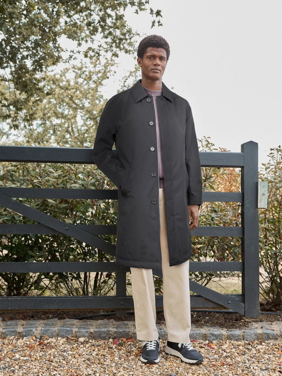 Black Regular Fit Waterproof Trench Coat