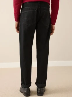 Black Regular Tapered Fit Signature Selvedge Denim Jeans
