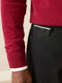 Black Regular Tapered Fit Signature Selvedge Denim Jeans