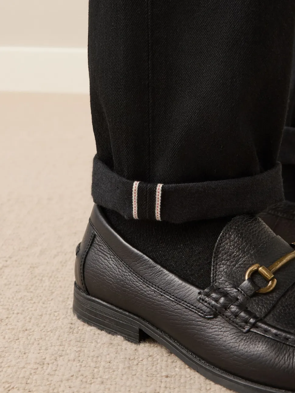 Black Regular Tapered Fit Signature Selvedge Denim Jeans