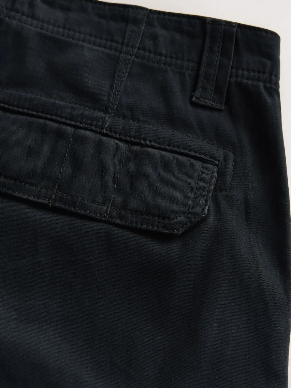 Black Regular Tapered Fit Cotton Stretch Cargo Trousers