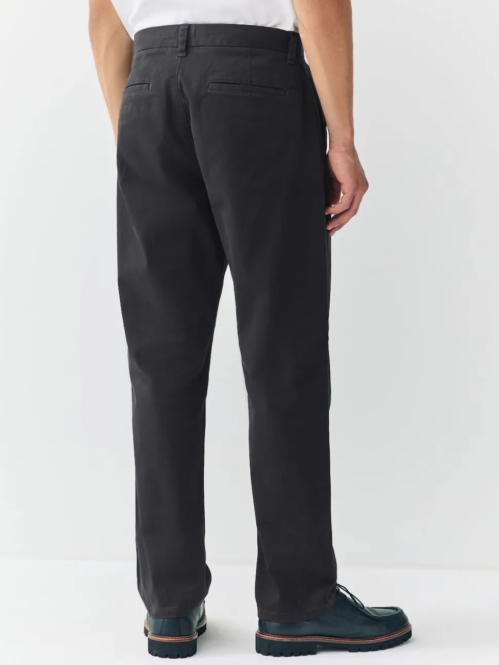 Black Regular Tapered Fit Stretch Chinos Trousers