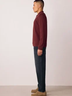 Black Regular Tapered Fit Vintage Wash Denim Jeans