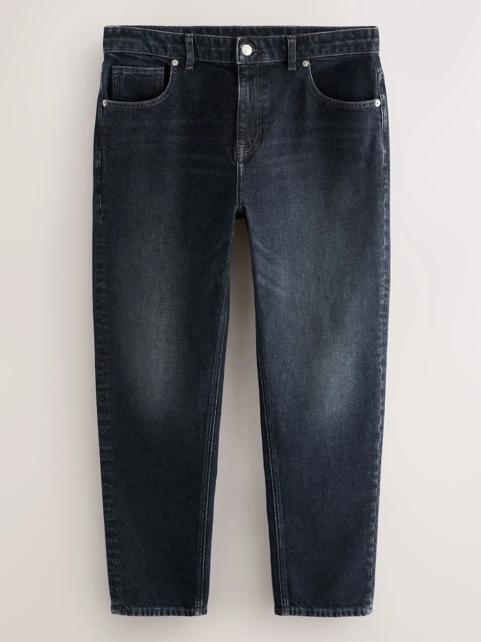 Black Regular Tapered Fit Vintage Wash Denim Jeans