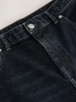 Black Regular Tapered Fit Vintage Wash Denim Jeans