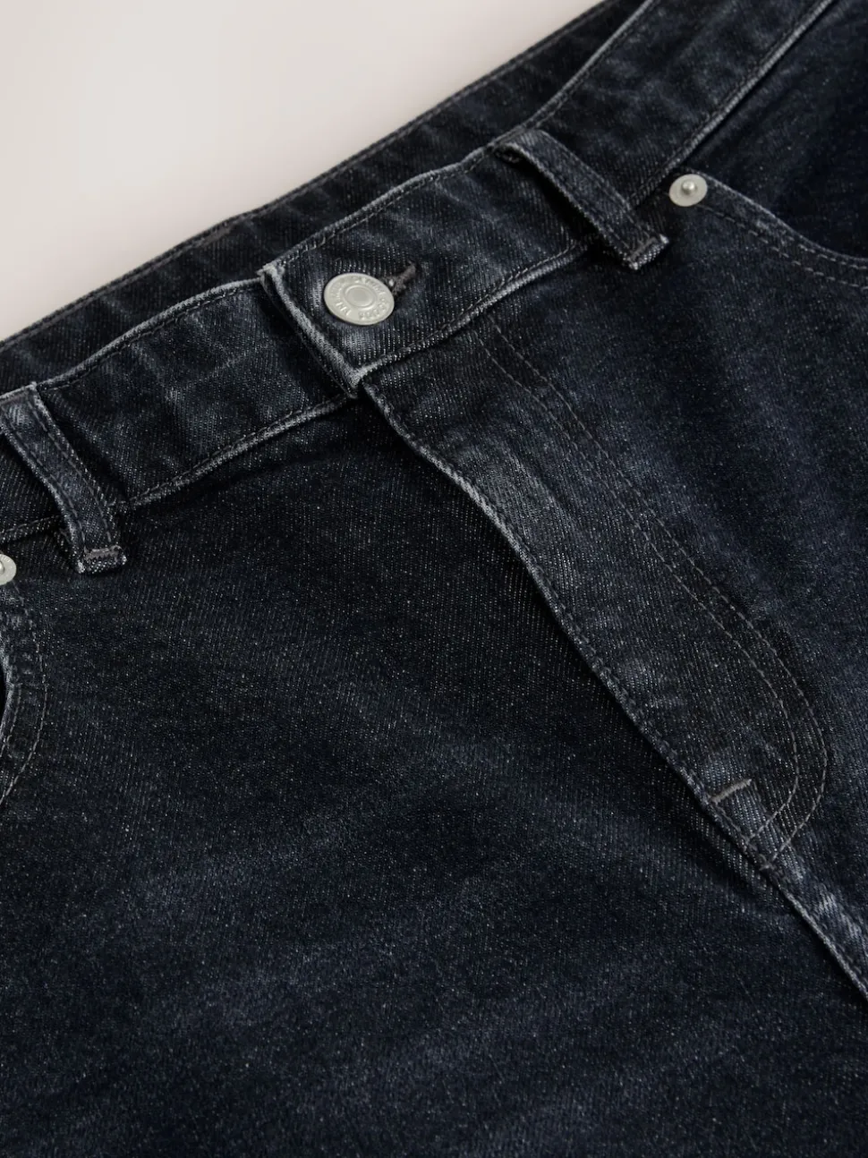 Black Regular Tapered Fit Vintage Wash Denim Jeans