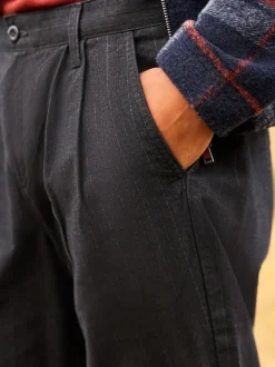 Black Relax Tapered Fit Twin Pleat Heritage Cotton Rich Trousers