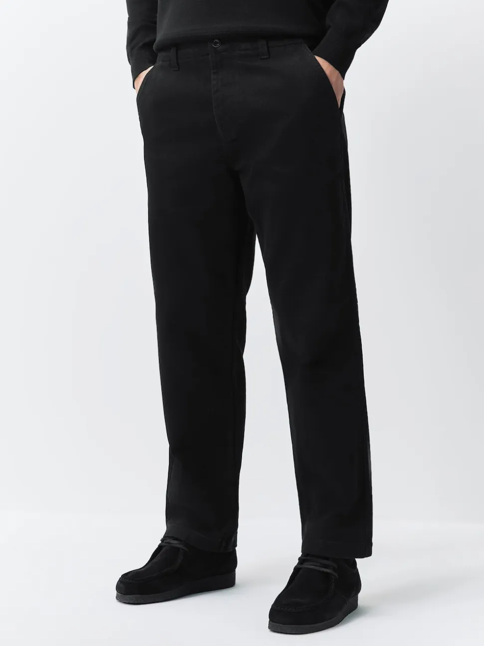 Black Relaxed Fit Authentic Cotton Rich Stretch Trousers
