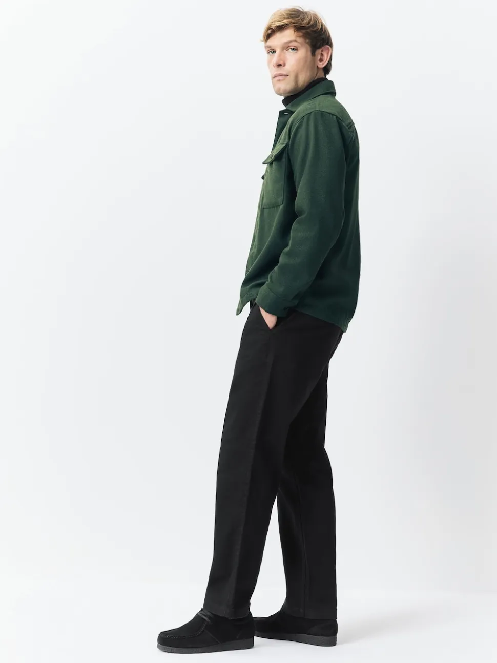Black Relaxed Fit Authentic Cotton Rich Stretch Trousers
