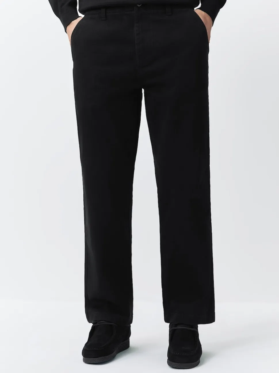 Black Relaxed Fit Authentic Cotton Rich Stretch Trousers