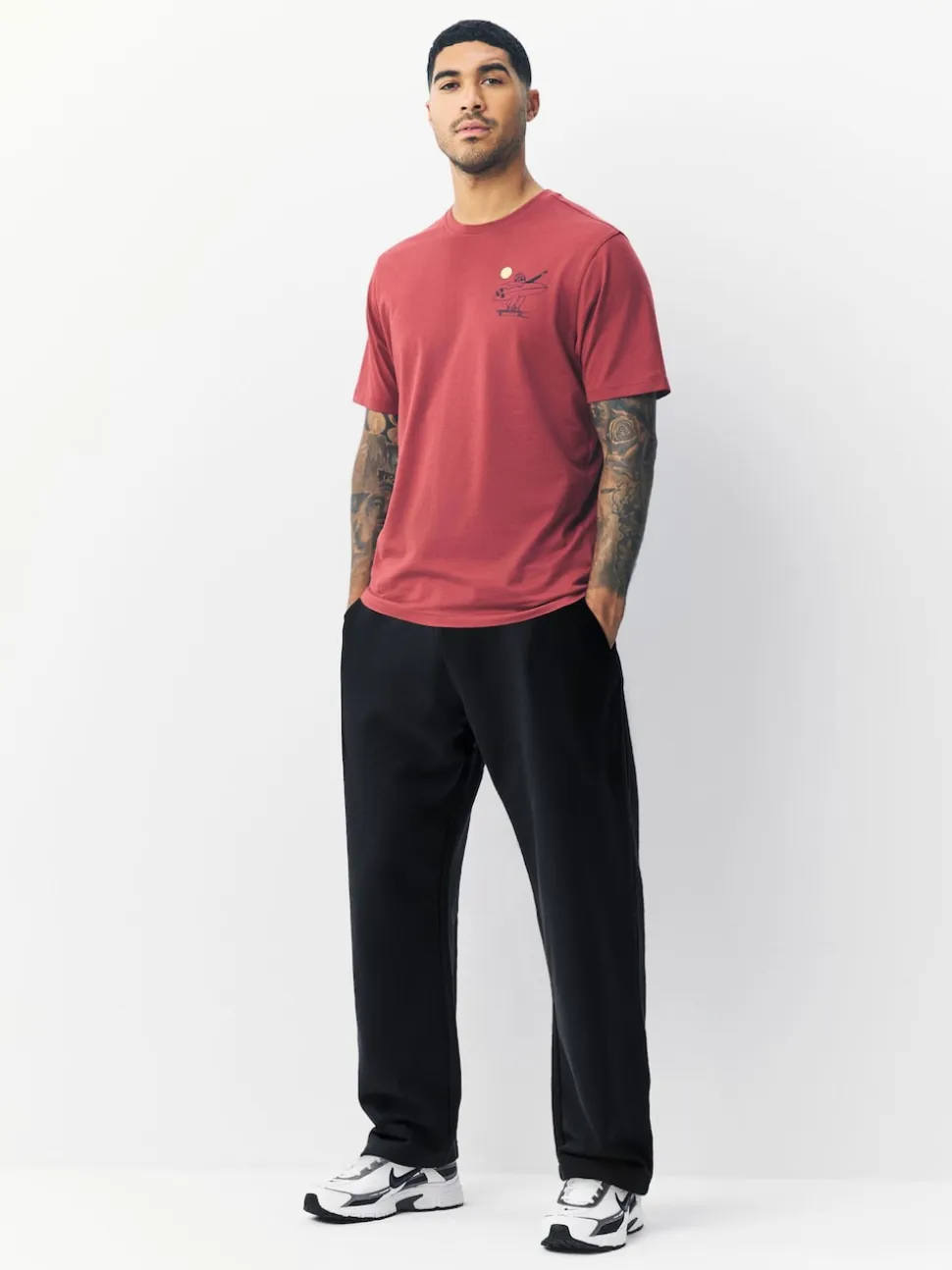 Black Relaxed Fit Brushback Heavyweight Joggers