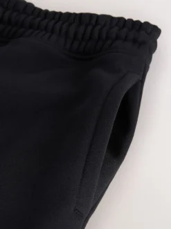 Black Relaxed Fit Brushback Heavyweight Joggers