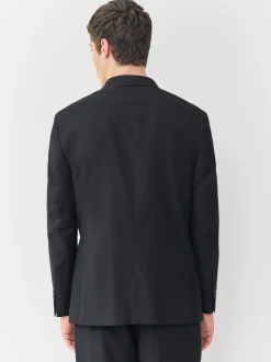 Black Relaxed Fit Double Breasted Tuxedo Suit Jacket