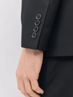 Black Relaxed Fit Double Breasted Tuxedo Suit Jacket