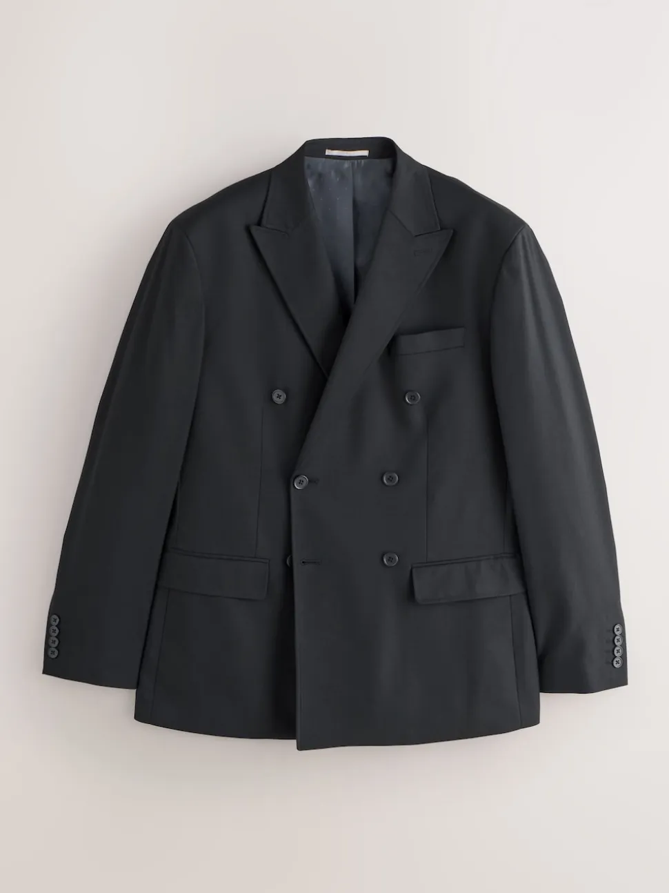 Black Relaxed Fit Double Breasted Tuxedo Suit Jacket