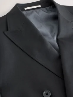 Black Relaxed Fit Double Breasted Tuxedo Suit Jacket