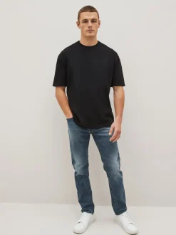 Black Relaxed Fit Essential Crew Neck Cotton T-Shirt