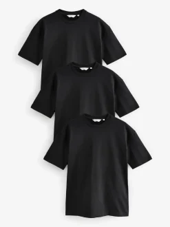 Black Relaxed Fit Heavyweight T-Shirts 3 Pack