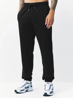 Black Relaxed Fit Slim Fit Brushback Heavyweight Joggers