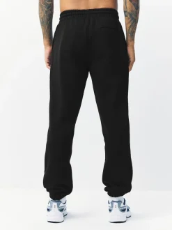 Black Relaxed Fit Slim Fit Brushback Heavyweight Joggers