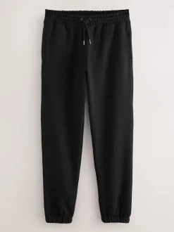 Black Relaxed Fit Slim Fit Brushback Heavyweight Joggers