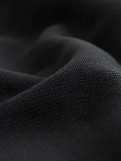 Black Relaxed Fit Slim Fit Brushback Heavyweight Joggers