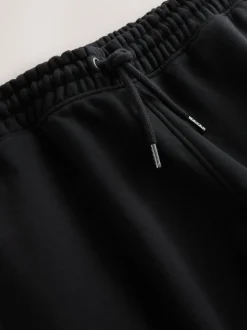 Black Relaxed Fit Slim Fit Brushback Heavyweight Joggers