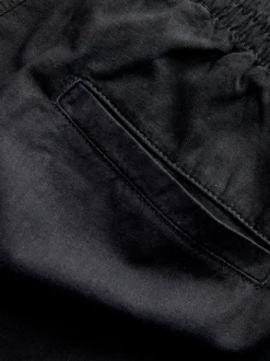 Black Relaxed Fit Smart Linen Cotton Blend Trousers